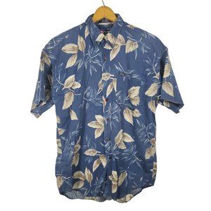 VTG 90s Chaps Ralph Lauren Button Down Shirt Floral Hawaiian Cord Textured